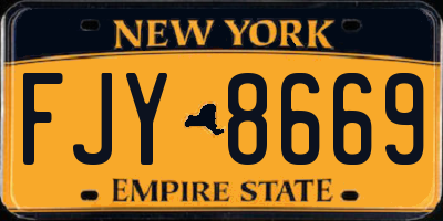 NY license plate FJY8669
