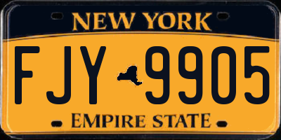NY license plate FJY9905