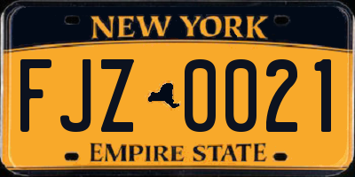 NY license plate FJZ0021