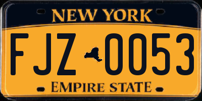 NY license plate FJZ0053