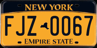 NY license plate FJZ0067