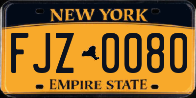 NY license plate FJZ0080