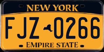 NY license plate FJZ0266