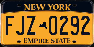 NY license plate FJZ0292