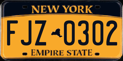 NY license plate FJZ0302