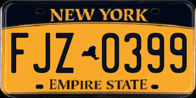 NY license plate FJZ0399