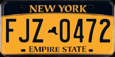 NY license plate FJZ0472