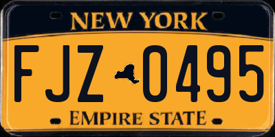 NY license plate FJZ0495
