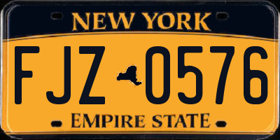 NY license plate FJZ0576