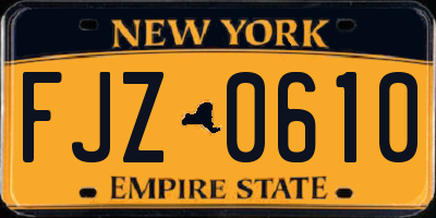 NY license plate FJZ0610