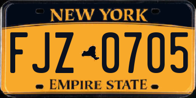 NY license plate FJZ0705