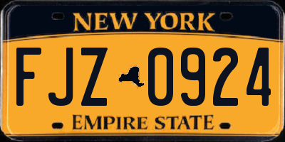 NY license plate FJZ0924