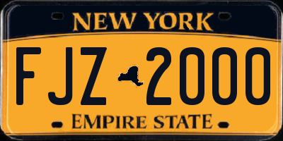 NY license plate FJZ2000