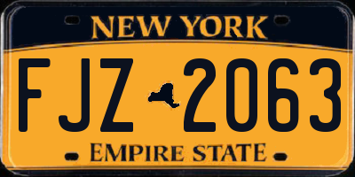 NY license plate FJZ2063