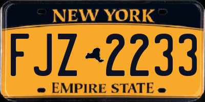 NY license plate FJZ2233