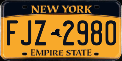 NY license plate FJZ2980