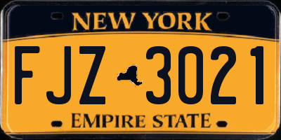 NY license plate FJZ3021