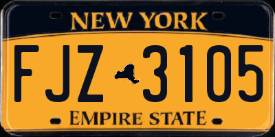 NY license plate FJZ3105