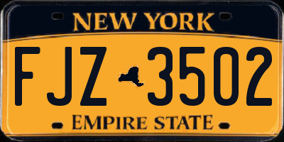 NY license plate FJZ3502