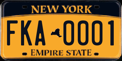 NY license plate FKA0001