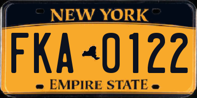 NY license plate FKA0122