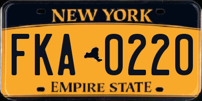 NY license plate FKA0220