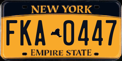 NY license plate FKA0447