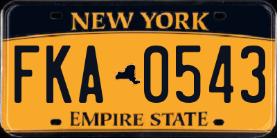 NY license plate FKA0543