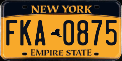 NY license plate FKA0875