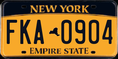 NY license plate FKA0904