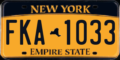 NY license plate FKA1033