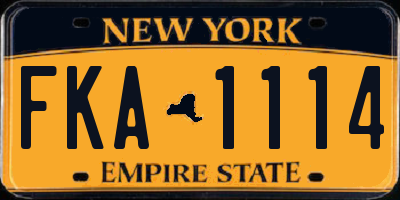 NY license plate FKA1114