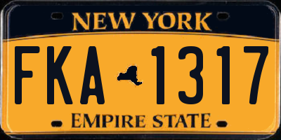 NY license plate FKA1317
