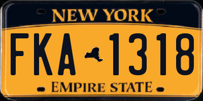 NY license plate FKA1318