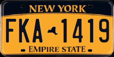 NY license plate FKA1419