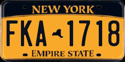 NY license plate FKA1718