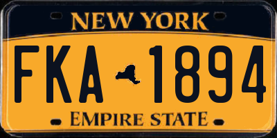 NY license plate FKA1894