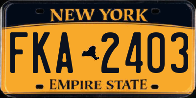 NY license plate FKA2403