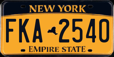 NY license plate FKA2540