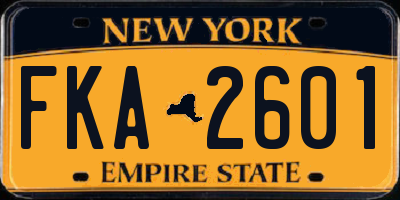NY license plate FKA2601