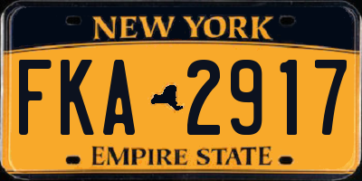 NY license plate FKA2917