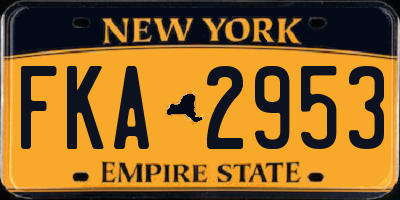 NY license plate FKA2953