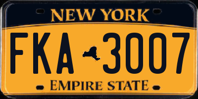 NY license plate FKA3007