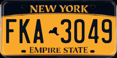 NY license plate FKA3049