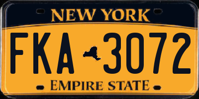 NY license plate FKA3072