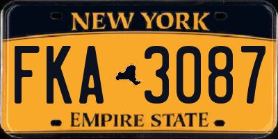 NY license plate FKA3087