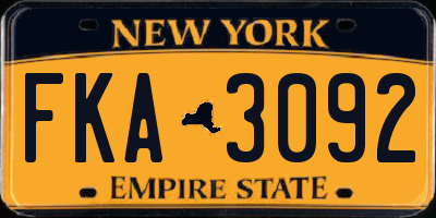 NY license plate FKA3092