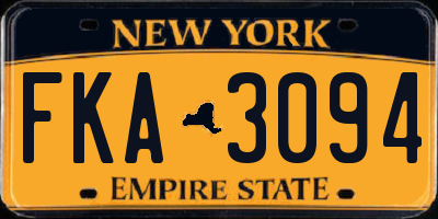 NY license plate FKA3094