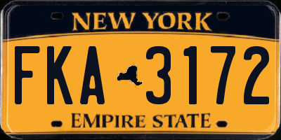 NY license plate FKA3172