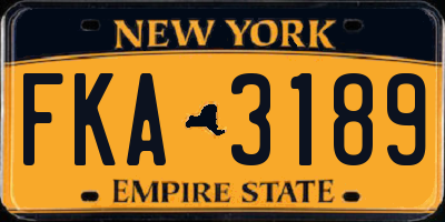 NY license plate FKA3189
